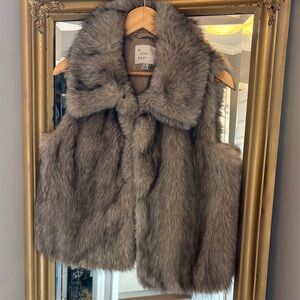NWT Faux Fur Vest in Brown
